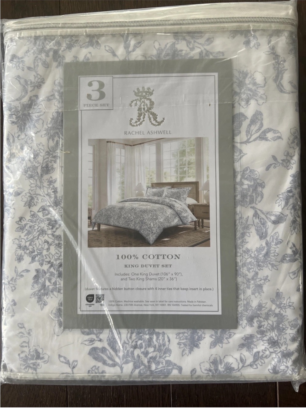 Rachel Ashwell King Duvet Cover Set  blue floral NWT